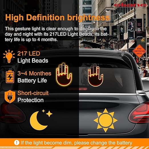 Car Windshield Back Window Led Light Hand Gesture Lights